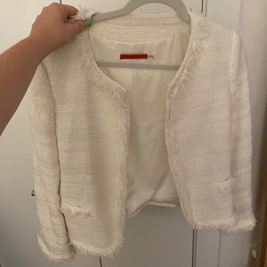 Alice + Olivia white sparkly feminine crop jacket size large